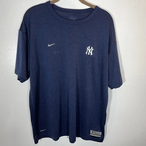 Yankees Nike Team Authentic Collection Nike Fit Dry Navy TShirt Men SZ L - Picture 1 of 9