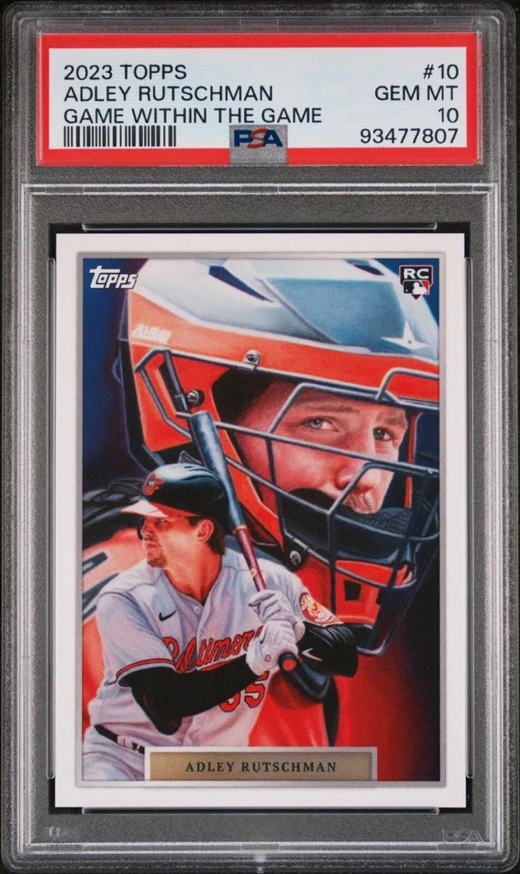 2023 TOPPS ADLEY RUTSCHMAN ROOKIE CARD GAME WITHIN THE GAME SP #10 RC PSA 10 🔥 - Image 1 of 4