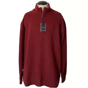 Sudadera Van Heusen Sport Gamuza Lana Rojo Marrón 1/4 Cremallera Para Hombre XL - Imagen 1 de 10