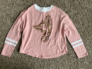 Justice Girl's “gymnast" Size 7 Long Sleeve Shirt Pink Sequin - Picture 1 of 4
