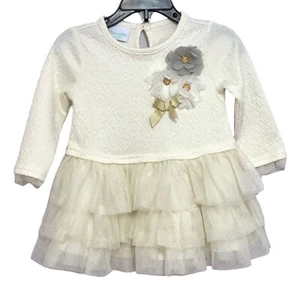Vestido Tutú NANNETTE BABY Marfil Niño Pequeño 18 M En Capas Malla Dorado Brillo Formal - Imagen 1 de 19