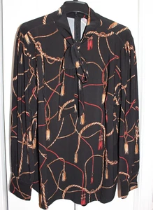 Nueva blusa para mujer Lauren Ralph Lauren con estampado de cinturón y cuello atado talla grande 2X - Imagen 1 de 2