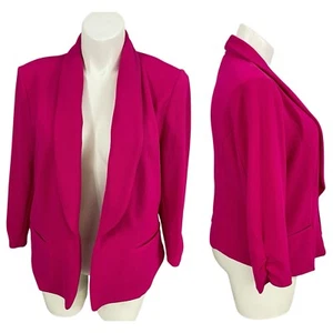Bar III Blazer Womens 2X Pink Jacket Ruched Sleeve Work Office Career Barbie - Imagen 1 de 14