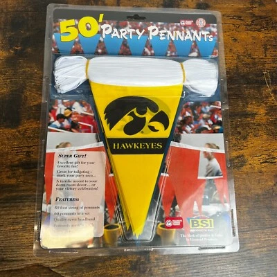 Iowa Hawkeyes Football Sports Party Decoration Pennants 50' Banner 60 Pennants - Image 1 of 4