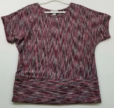 Top Dressbarn Para Mujer L Grande Tinte Espacial Multicolor Mangas Cortas Dolman Elástico Foto 1 de 4