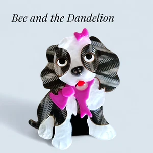 King Charles Spaniel Type Dog Modern Layered Acrylic Brooch - Picture 1 of 7