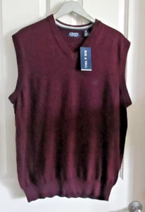 Chaps Grande y Alto Para Hombres 2XLT Borgoña Cuello en V Sin Mangas Pullover Suéter Chaleco Nuevo con Etiquetas - Imagen 1 de 8