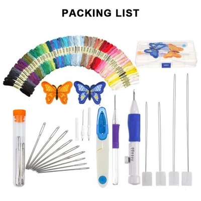 Hágalo usted mismo Pluma Bordar Tejer Herramienta de Costura Punzonar Aguja Set 50 Colores Hilos Foto 1 de 4