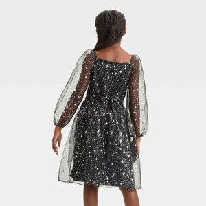 Girls' FAO Schwarz Metallic Mesh Dress - Black XS - Picture 1 of 3