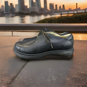 Merrell Topo Shoes Men’s Sz 8 Smooth Black Leather Lace Up Oxfords *NO INSOLES* - Picture 1 of 9