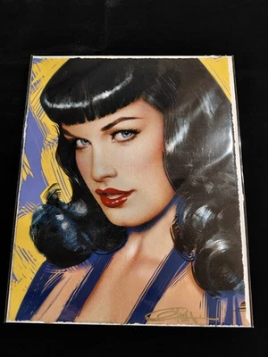 Arte Pinup Firmado Olivia DeBerardinis Bettie Page "Divine Miss Page" con Certificado de Autenticidad 8x10" Foto 1 de 2