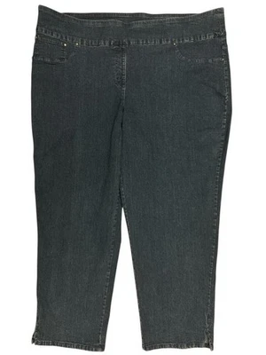 Ruby Rd 24W Jeans Core Essentials Split Hem Blue Slimming Waist Denim Ankle Pant - Image 1 of 4