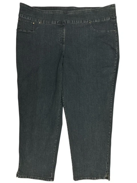 Ruby Rd 24W Jeans Core Essentials Split Hem Blue Slimming Waist Denim Ankle Pant - Image 1 of 4