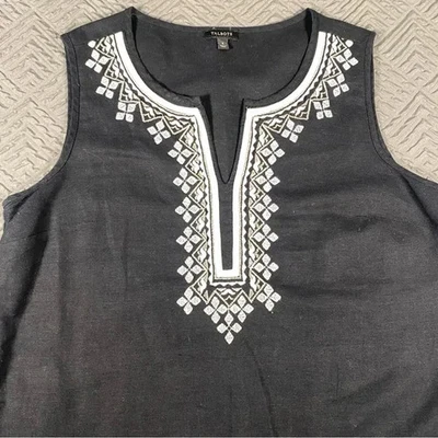 Talbots Linen Sleeveless Top Size 6 Embroidered Trim EUC - Image 1 of 4