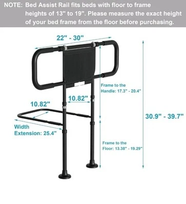 Trilhos de cama para adultos idosos altura ajustável trilho de assistência de cama trilho de cama de segurança - Imagem 1 de 3