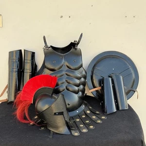 Conjunto Guerrero Griego Espartano - Casco, Chaqueta Muscular y Armadura para Piernas Disfraz Juegos con disfraces - Imagen 1 de 6