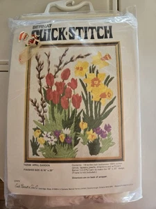 VTG 1979 Bernat Quick Stitch April Garden Needlepoint Kit # T02000 2979 - Picture 1 of 4