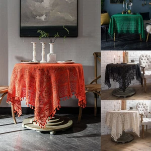 Cotton Crochet Lace Hollow Tablecloth Wedding Party Table Cloth Dining Cover Tea - Picture 1 of 32