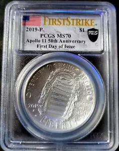 2019-P Apollo 11 50th Anniversary $1 Silver MS-70 PCGS (FDI) - Picture 1 of 2