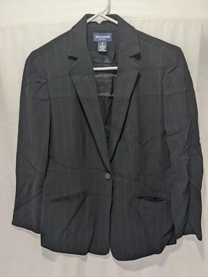 Traje Chaqueta Blazer Ann Taylor Mujer Forrado Negro Rayas 8P Manga Larga con Falda Foto 1 de 4