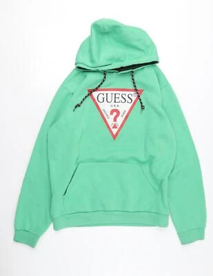 Guess Men's Green Pullover Logo Hoodie Large - Image 1 of 4