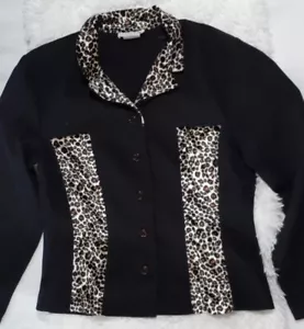 Chaqueta de traje negra ISB Inc con estampado de leopardo para mujer 14 - Imagen 1 de 5