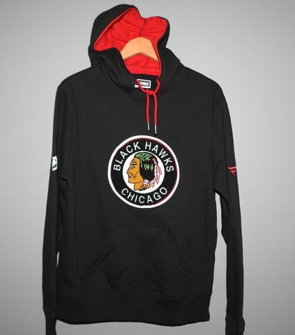NHL Authentic Pro Chicago Blackhawks Throwback Hooded Sweatshirt New Mens Sizes Cover
