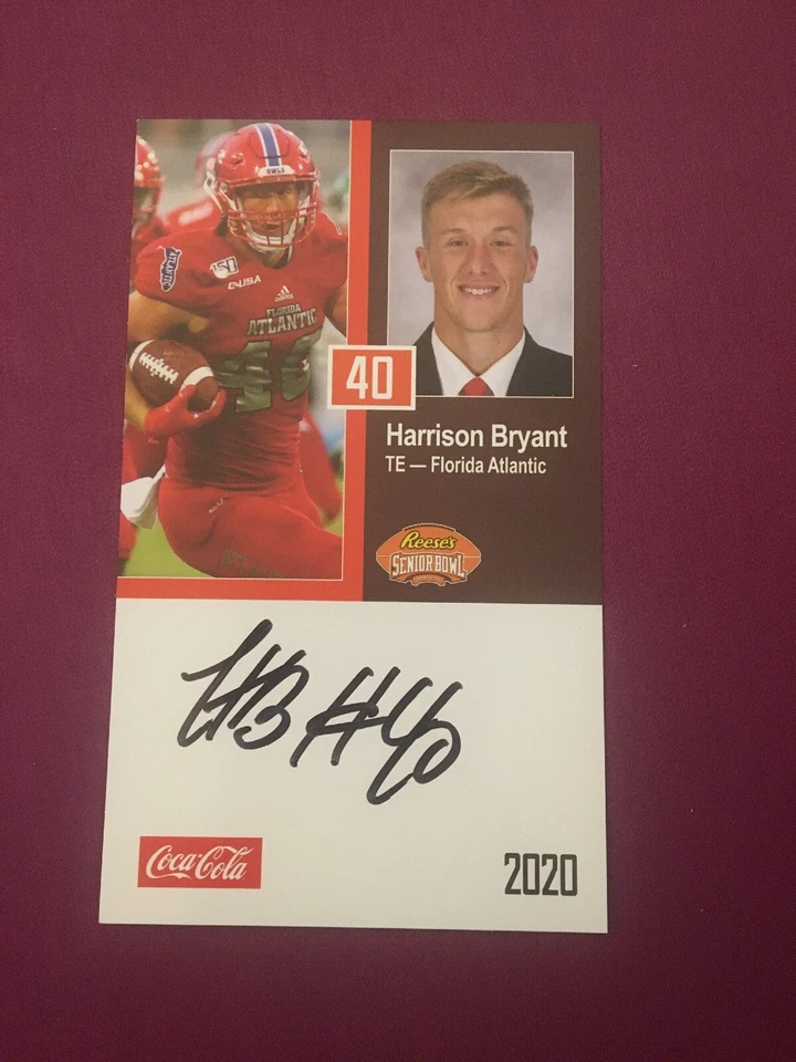 Harrison Bryant signed autographed 2020 Senior Bowl card 1/25/20 FAU  - Image 1 of 1