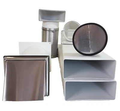 Wall box ø150 stainless steel backflow flap flat duct 220x90 set S6i exhaust - Image 1 of 4