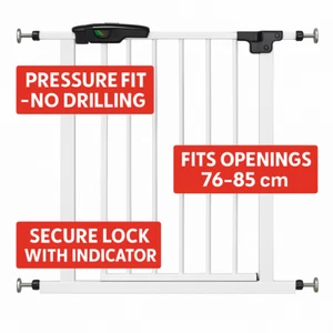 Baby Gate Stairs Pressure Fit | Stair Safety Gate for Dogs & Kids 76–85cm Lock - Picture 1 of 11