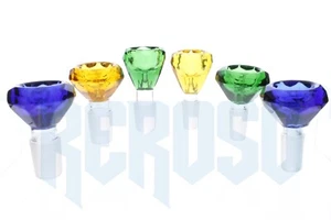 Cuenco de vidrio diamante amarillo, azul y verde macho de 14 mm y 18 mm vidrio de alta calidad - Imagen 1 de 9