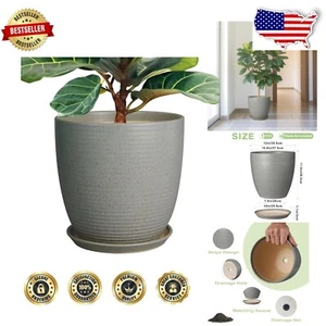 12-Inch Matte Gray Ceramic Plant Pot with Drainage Hole for Stylish Decor - Picture 1 of 9