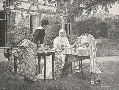 Roger Joseph JOURDAIN (1845-1918) Baby Schlaf Um 1875 Graviert Von Girardet - Bild 1 von 3