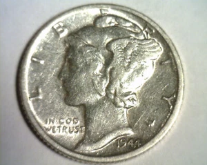1944-D MERCURY DIME EXTRA FINE /ABOUT UNCIRCULATED XF/AU ORIGINAL EF/AU 99c SHIP - Picture 1 of 2