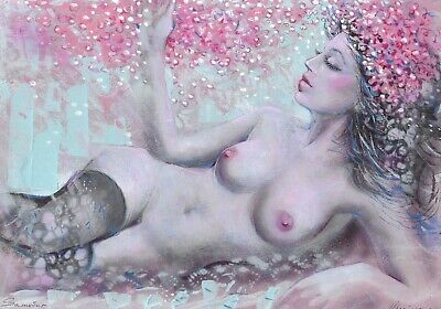 Original Painting A4 693UV Art Mixed Media Female Nude Modern 2022 • 0.01$