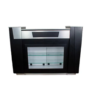 Sonoma II Reception Desk with Glass Display Adjustable Shelves Black - Picture 1 of 7