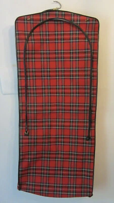 Винтажная дорожная сумка для одежды в клетку холщовая виниловая отделка складная стильная красивая!! - Изображение 1 из 4