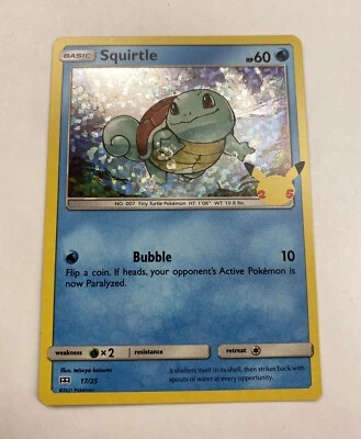 POKEMON SQUIRTLE McDonalds RARE Holo Teal ERROR 17/25 (Mint+) - Image 1 of 4