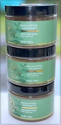 Bath & Body Works Aroma Eucalyptus Spearmint 13oz Sugar Body Scrub Jojoba Oil x3 - Image 1 of 4