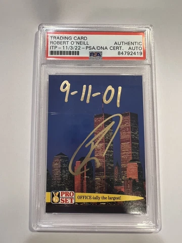 Navy SEAL Robert O’Neill Signed Twin Towers World Trade Center Card PSA Cover