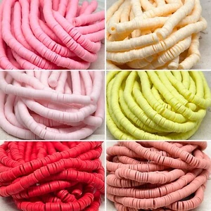 1 Strang Heishi Perlen Polymer Clay Perlen Scheiben 6mm 400 St. Heishi Rosa Mix - Bild 1 von 6