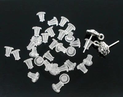 Clear Soft Rubber Stoppers/Backs for Earrings, Stud Backs/Bullets/Nuts  — 第 1/3 张图片
