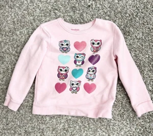 🦉 Garanimals Girl's Cute Owls Pink Crew Neck Sweatshirt Size 4T K213 - Picture 1 of 14