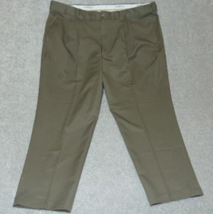 Oak Hill Dress Mens Pants Size 44x27 Brown Pleated Front Polyester Pockets - Picture 1 of 11