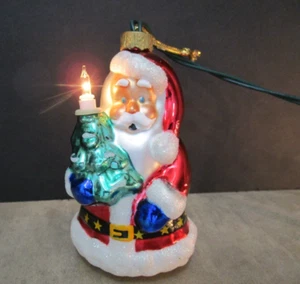 Babbo Natale Natalizio Grande Vetro Soffiato Colorato 6" con Corda Illuminazione Albero Ornamento - Foto 1 di 6