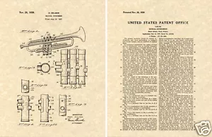 1a SELMER TROMPET Stampa Arte Brevettato USA PRONTA PER ESSERE INCORNICIATA!!! Strumento vintage ottone - Foto 1 di 1