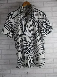 Zara men's shirt white navy blue slim fit M short sleeve collared - Picture 1 of 9