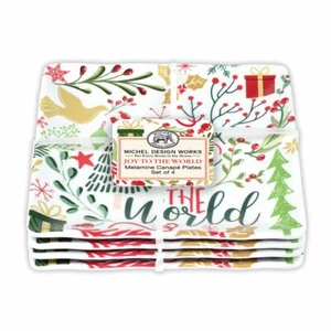 Set / 4 Michel Design Works Melamin 6" Canape Teller Weihnachten Freude an der Welt - Bild 1 von 1