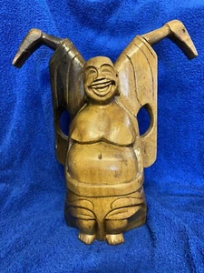 Lina Vizcarra-Oandasan Wood Carved Buddha Appx 11 Inches In Height - Picture 1 of 3