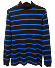 S/M Vtg Early 90s Jockey Blue Striped Single Stitch Turtleneck USA Men's Shirt